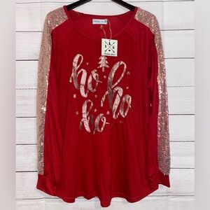 Southern Grace “Ho Ho Ho” Christmas Top- Size XL